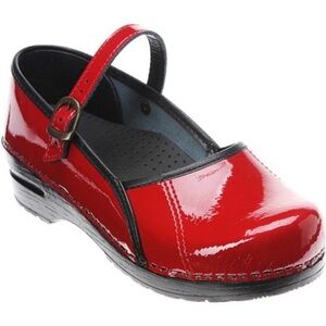 Dansko Marcelle Clogs Mary Jane Red Black Patent Leather EU 36 5.5-6 Y2K Goth